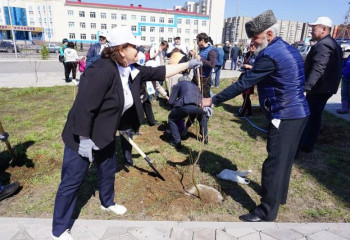 Қарағандының Достық үйінің маңайында болашақ аллеяның негізі қаланды: 100 ағаш көшеті отырғызылды
