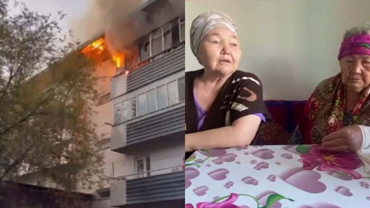 90-летнюю бабушку вынесли полицейские из горящего дома в Талдыкоргане