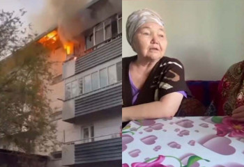 90-летнюю бабушку вынесли полицейские из горящего дома в Талдыкоргане