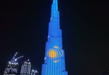 Burj Khalifa lights up  in celebration of Kazakhstan Republic Day