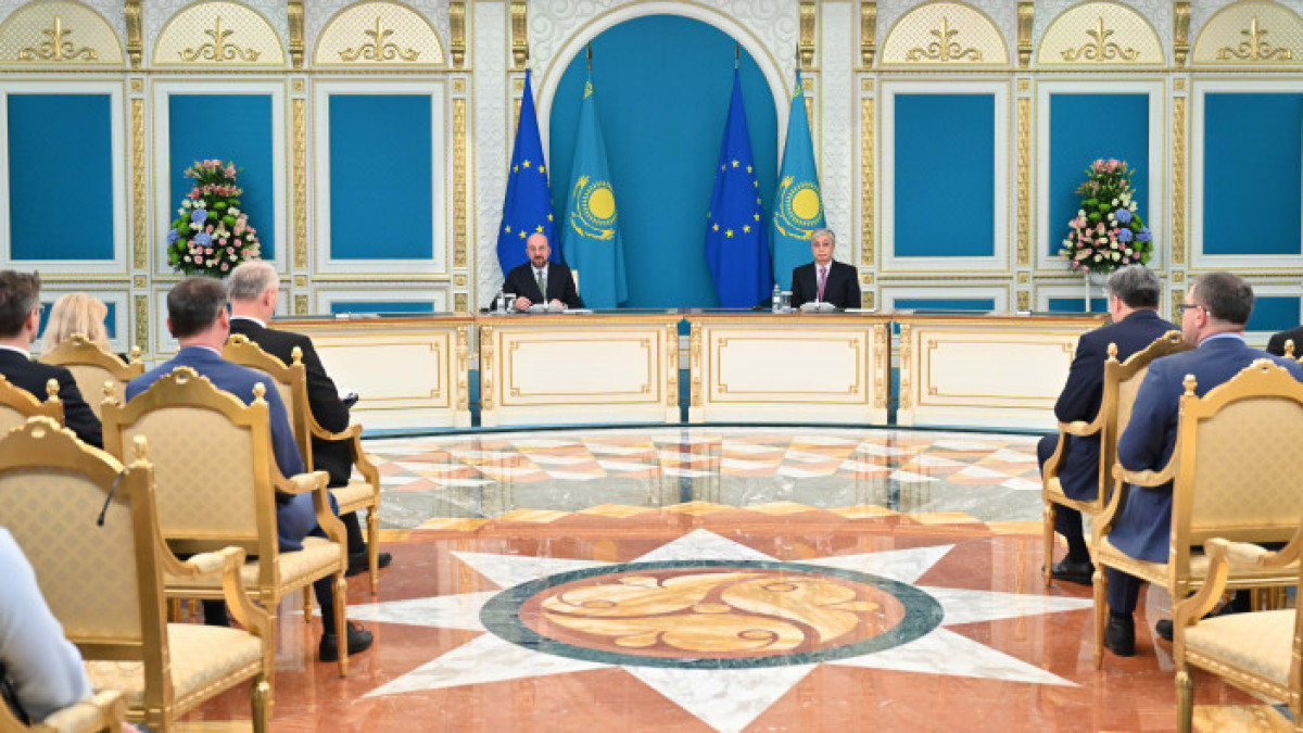 Kazakh President and President of European Council make joint press statement