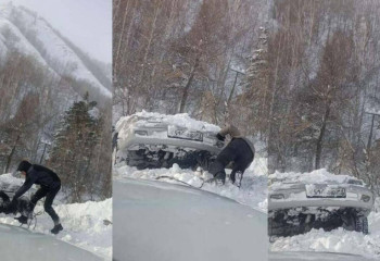 В ВКО лавина сошла на автомобиль