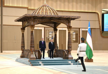 Official welcoming ceremony of Kazakh and Uzbek leaders