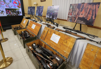 Елордада қаңтар кезінде табылған қару-жарақтар көрмеге қойылды