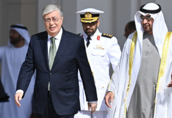 Official greeting ceremony of President Tokayev  held at presidential palace of UAE Qasr Al-Watan