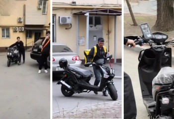 Танымал блогер курьер болып жүрген азаматқа мопед сыйлады