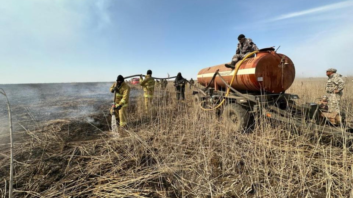 Спасатели ликвидировали возгорание сухой травы в Акмолинской области