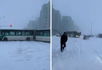 Астанада автобустар жүре алмай жатыр