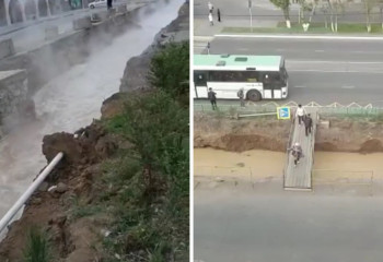 Екібастұзда көшені ыстық су басты