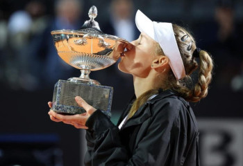 Kazakhstan’ Rybakina thanks fans for support after winning her 2nd WTA 1000 title