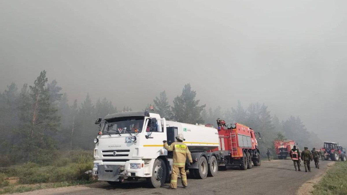 Пять вертолетов тушат лесной пожар в Абайской области