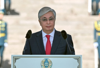 Kazakh President takes part in flag-raising ceremony