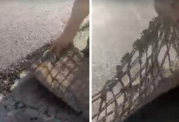 Накладной асфальт сняли на видео в Жанаозене