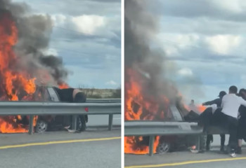 Астанада - Көкшетау тасжолында белгісіз азамат өртеніп жатқан көліктен адамды құтқарып алды
