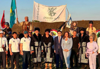 Athletes of Kazakhstan’s national team of horseback archery perform at World Cup in Hungary