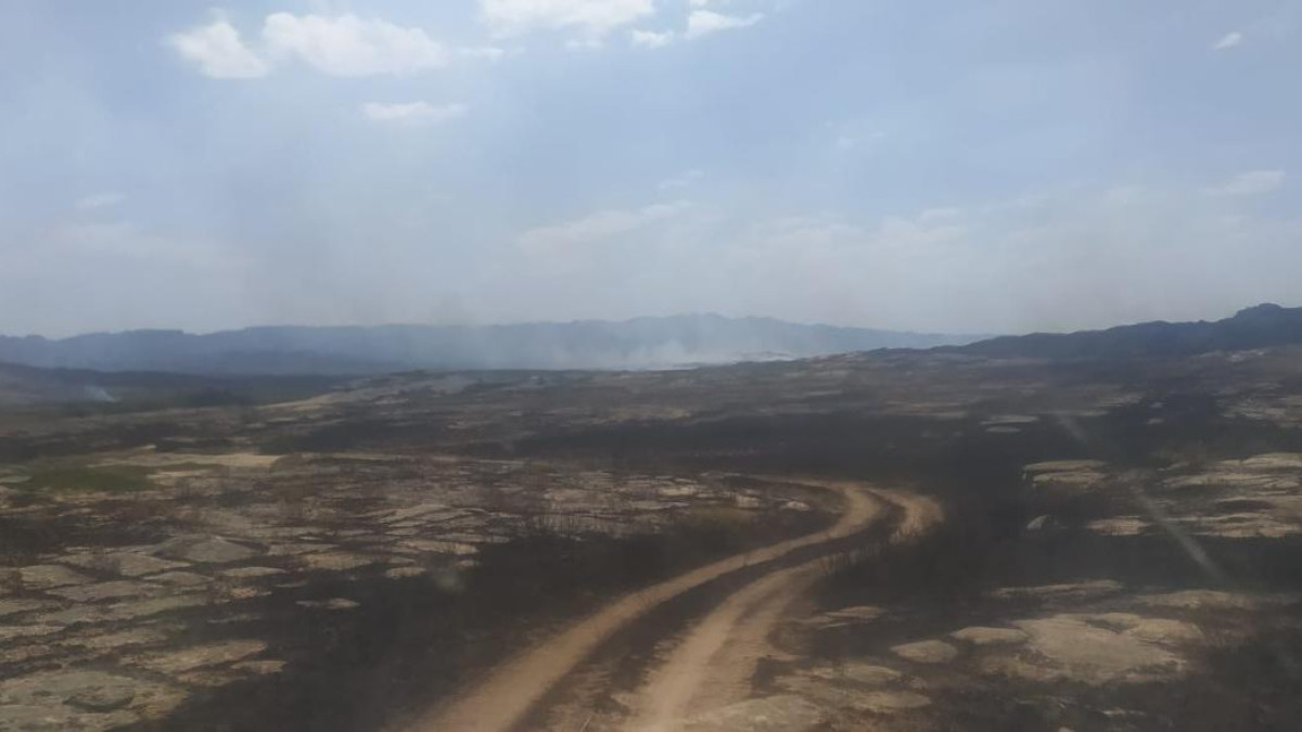 Почти 170 человек тушат пожар в Карагандинской области