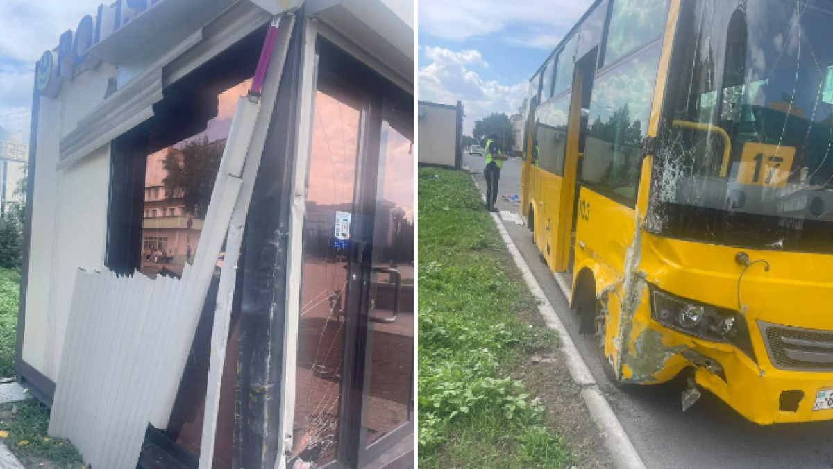 Семейде автобус модульдік полиция бекетіне соқтығысты