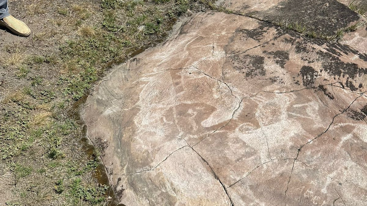 Археолог обнаружил наскальные рисунки в Майкаине во время остановки по нужде