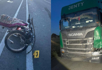 14-летний мотоциклист врезался в грузовик