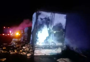 Қызылордада қауын тиелген жүк көлігі жанып кетті