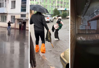 Ливень в столице смывает людей и машины с дорог и топит паркинги в ЖК