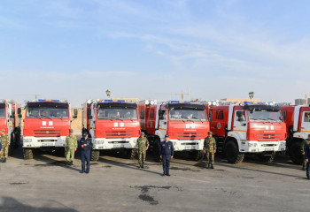 Түркістандық құтқарушыларға өрт сөндіру көліктері тарту етілді