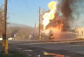 Жамбыл облысында КамАЗ газ тасығыш көлігі өртенді