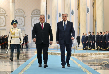 Hungarian PM Viktor Orban arrives at Akorda residence