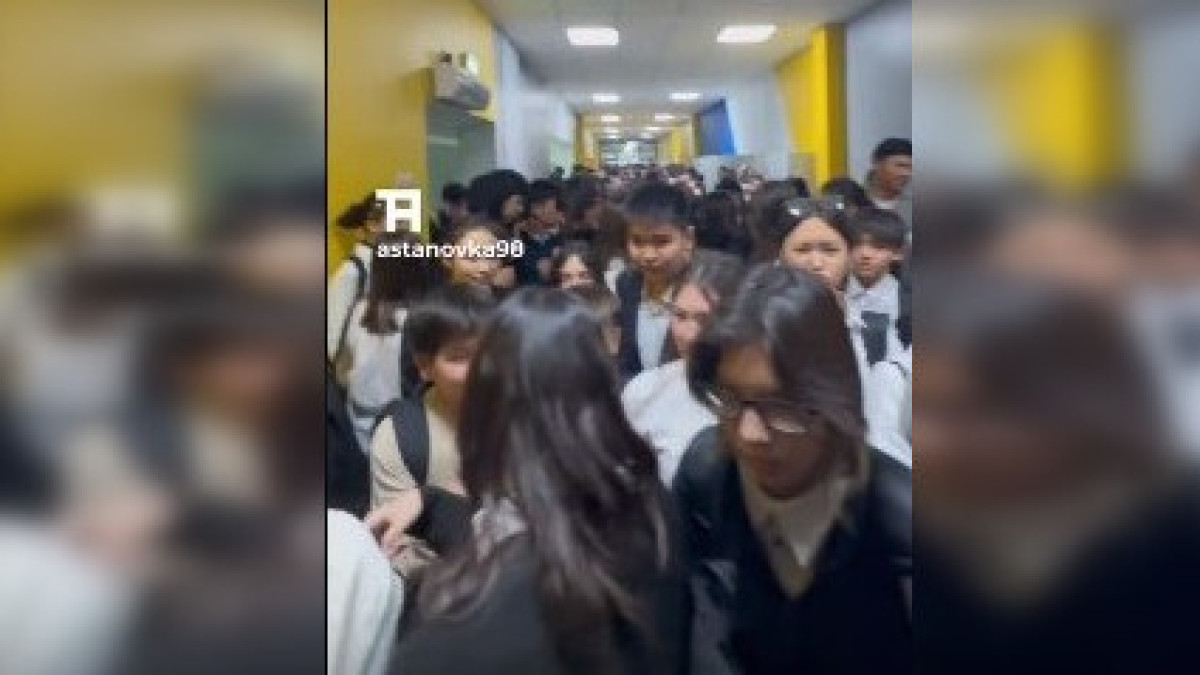 Давка детей в астанинской школе попала на видео