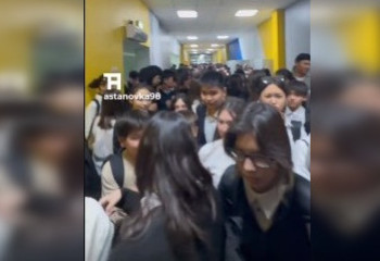 Давка детей в астанинской школе попала на видео