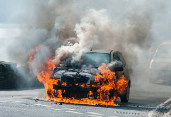 Астанада  ішінде адам отырған көлік өртенді