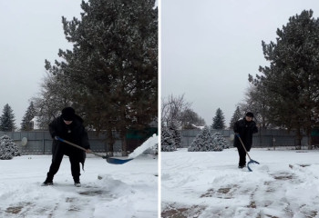 Мақпал Жүнісованың қар тазалап жүрген видеосы пайда болды