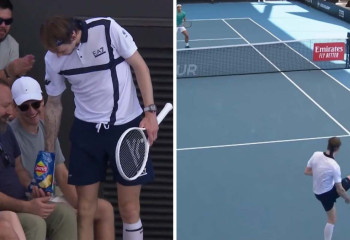 Александр Бублик съел чипсы болельщика, а потом эфектно отбил мяч под ногой