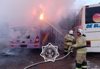 В Шымкенте загорелся автобус