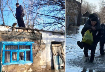 Спасаясь от наводнения, мужчина залез на крышу дома в ЗКО