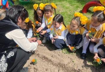 Алматинские школьники посадили свыше двух тысяч тюльпанов