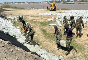 Вдоль реки Жайык продолжаются берегоукрепительные работы