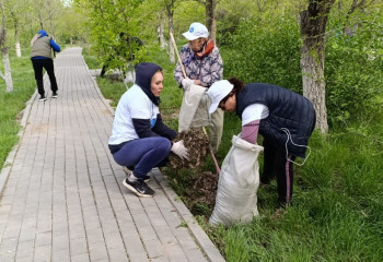 Волонтёры и этнокультурные объединения вместе привели в порядок парк в честь Дня единства народа Казахстана