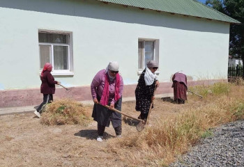 Ауыл тұрғындары тыл ардагерлерінің үй ауласын тазалап берді
