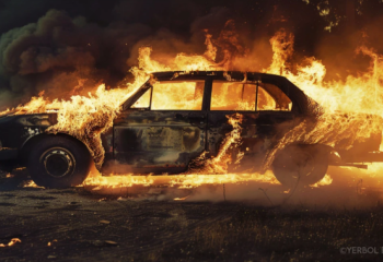 Қостанай облысында көлік өртенді