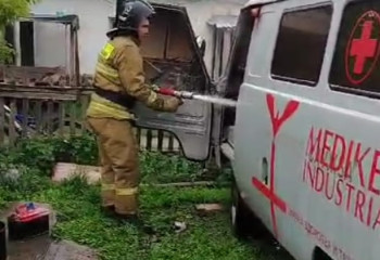 Ақмолада медициналық көлік өртенді