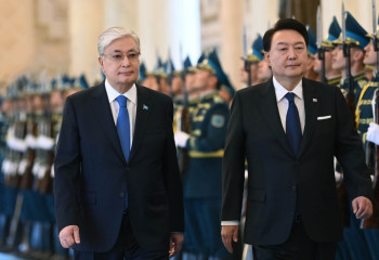 South Korean President Yoon Suk Yeol arrives in Kazakhstan