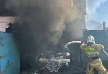 Загоревшийся автомобиль привел к пожару на 80 м² в Абайской области