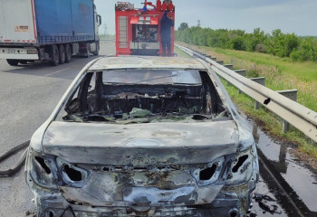 На трассе «Астана-Петропавловск» загорелась машина