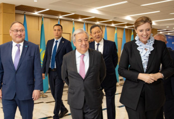UN Secretary General Visits UN Plaza in Almaty