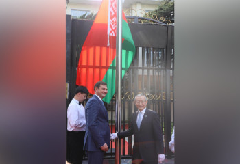 Перед зданием Секретариата ШОС подняли флаг Беларуси