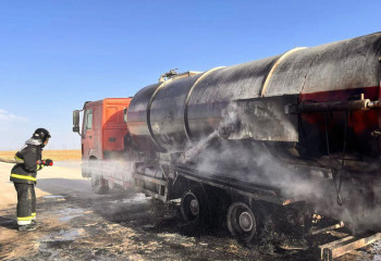Маңғыстауда мұнай тиелген жүк көлігі өртенді