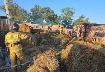 Ақмолада қоймадағы шөп өртенді