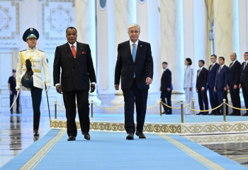 Solemn welcoming ceremony for President of Congo held at Akorda palace