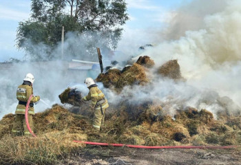 Сразу в двух регионах произошло крупное возгорание сена и травы